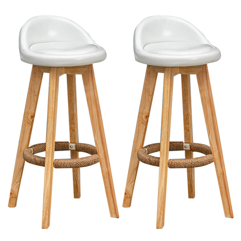 Nordic Indoor Low Back Barstool Swivel Rubberwood Tall Stool with Upholstered