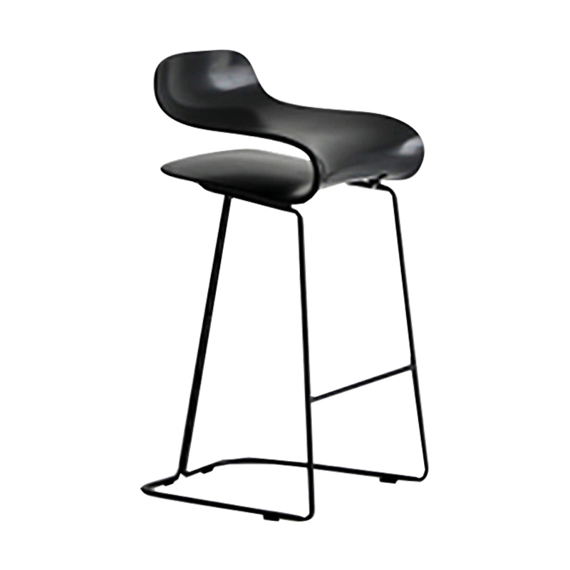 Nordic Stainless Steel Simple Barstool Low Back Indoor Tall Stool with Plastic Seat