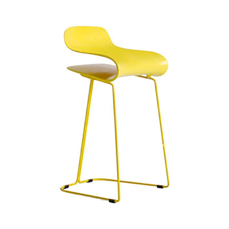 Nordic Stainless Steel Simple Barstool Low Back Indoor Tall Stool with Plastic Seat