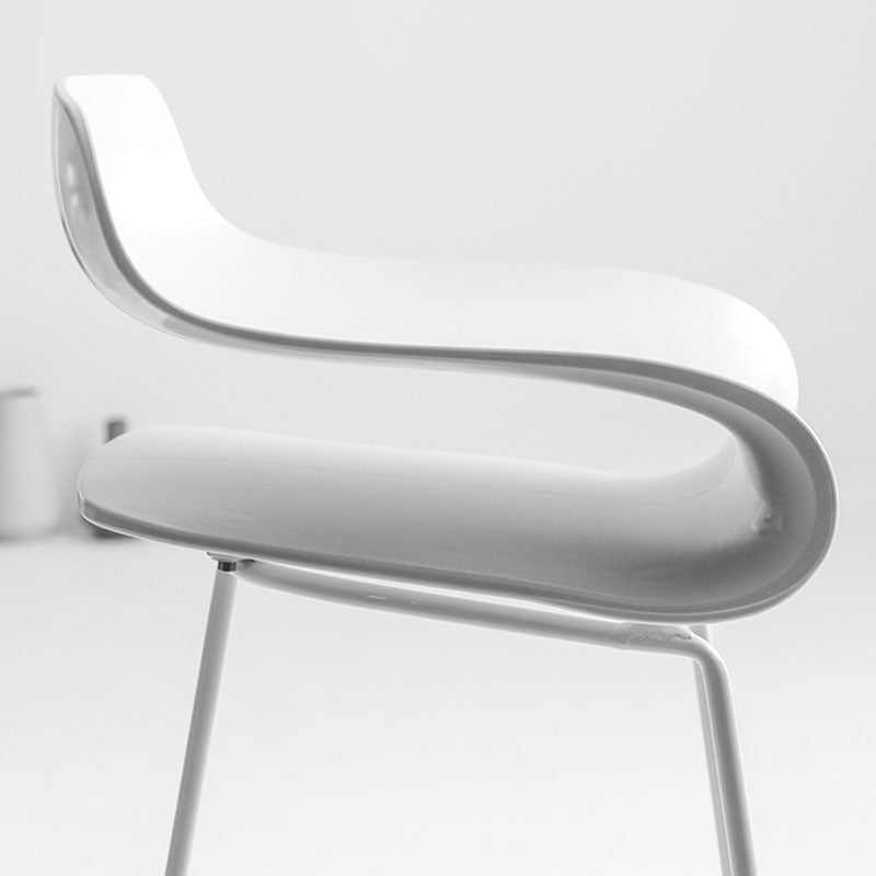 Nordic Stainless Steel Simple Barstool Low Back Indoor Tall Stool with Plastic Seat