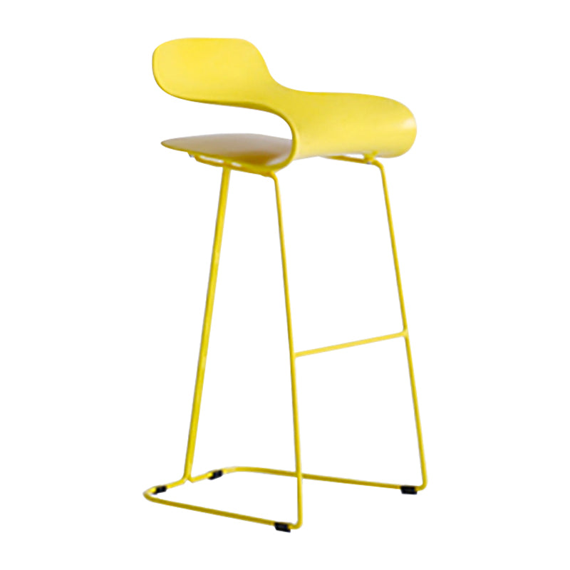 Nordic Stainless Steel Simple Barstool Low Back Indoor Tall Stool with Plastic Seat