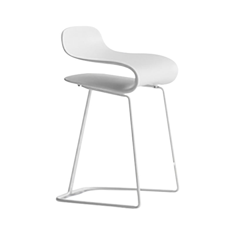 Nordic Stainless Steel Simple Barstool Low Back Indoor Tall Stool with Plastic Seat