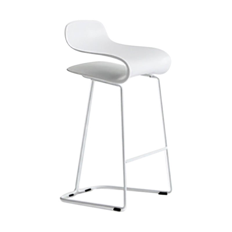 Nordic Stainless Steel Simple Barstool Low Back Indoor Tall Stool with Plastic Seat