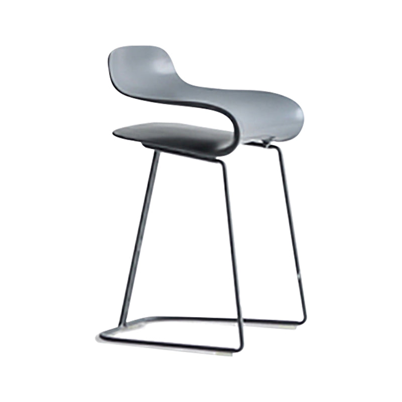 Nordic Stainless Steel Simple Barstool Low Back Indoor Tall Stool with Plastic Seat