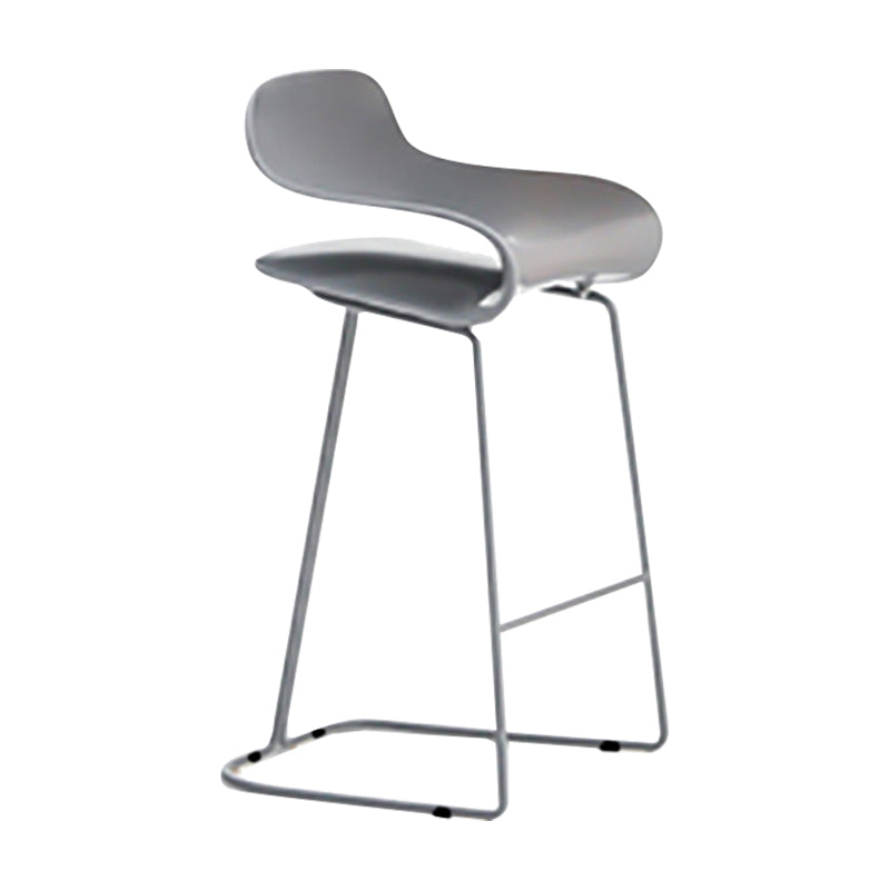 Nordic Stainless Steel Simple Barstool Low Back Indoor Tall Stool with Plastic Seat