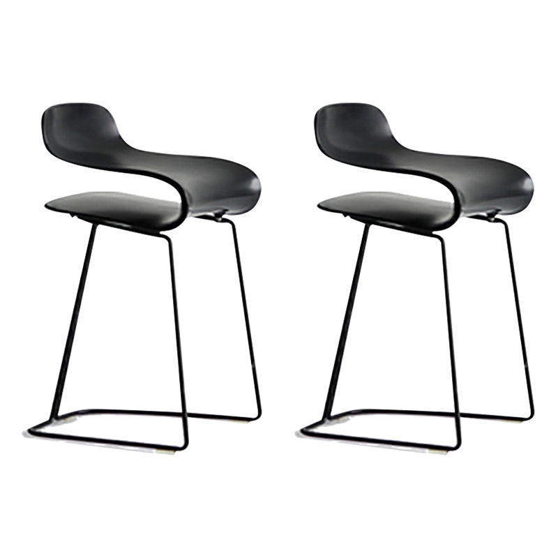 Nordic Stainless Steel Simple Barstool Low Back Indoor Tall Stool with Plastic Seat