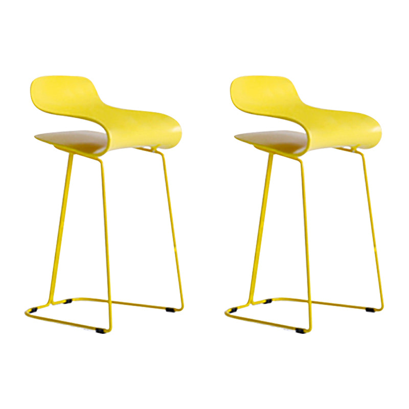 Nordic Stainless Steel Simple Barstool Low Back Indoor Tall Stool with Plastic Seat