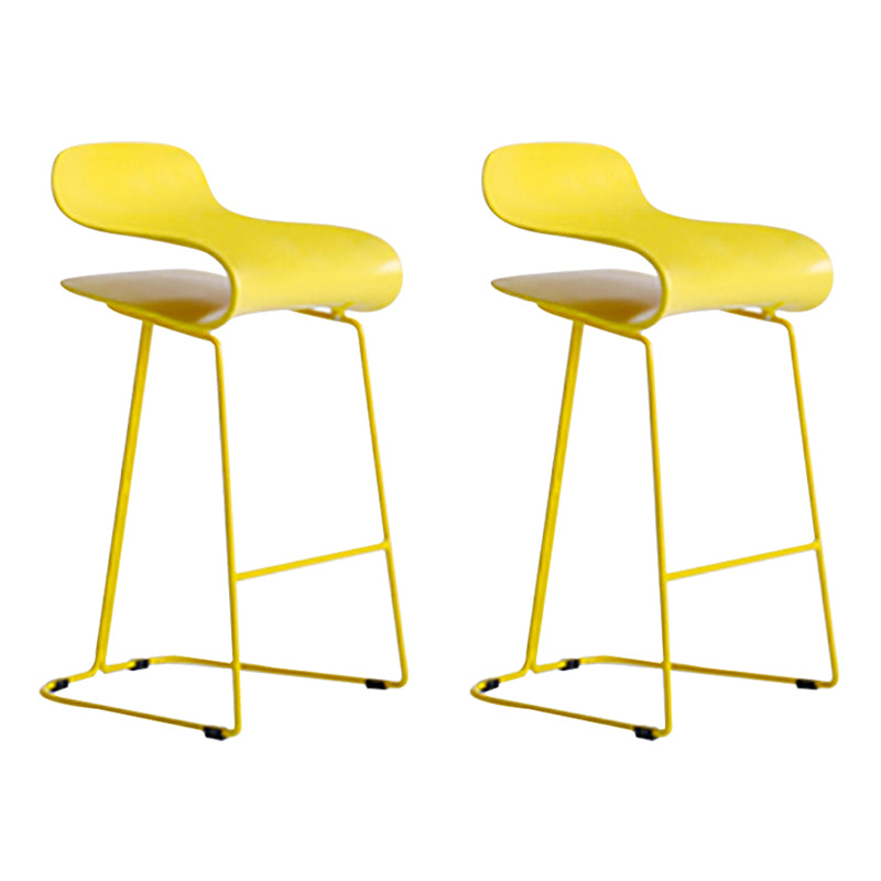 Nordic Stainless Steel Simple Barstool Low Back Indoor Tall Stool with Plastic Seat