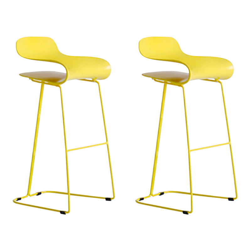 Nordic Stainless Steel Simple Barstool Low Back Indoor Tall Stool with Plastic Seat