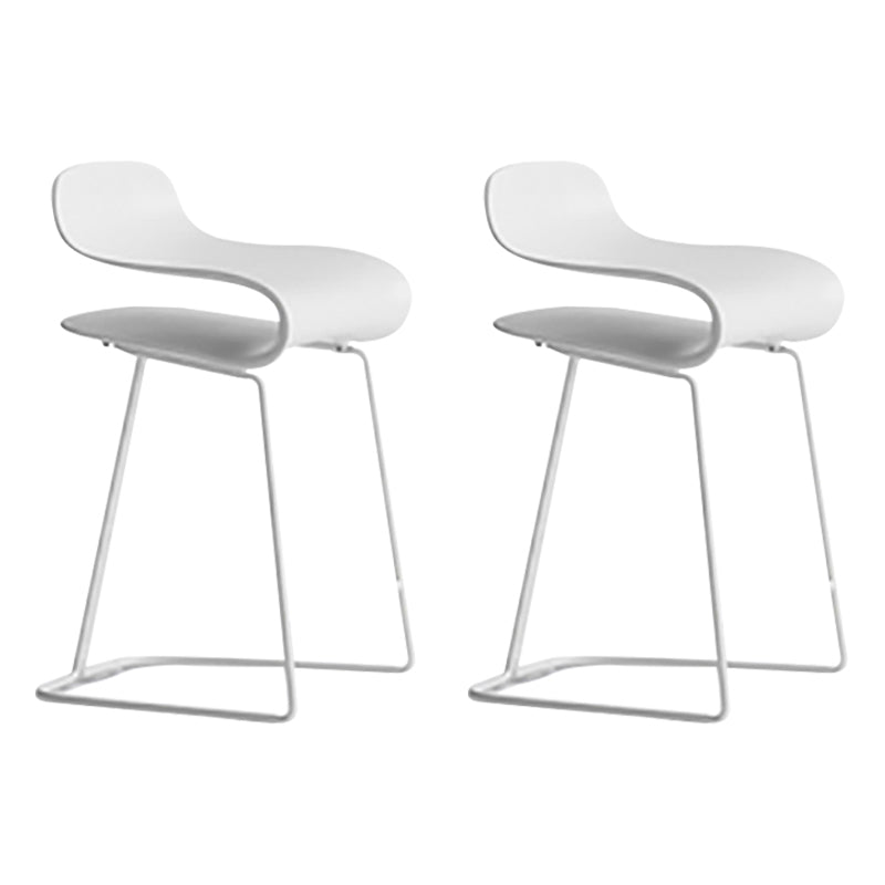 Nordic Stainless Steel Simple Barstool Low Back Indoor Tall Stool with Plastic Seat