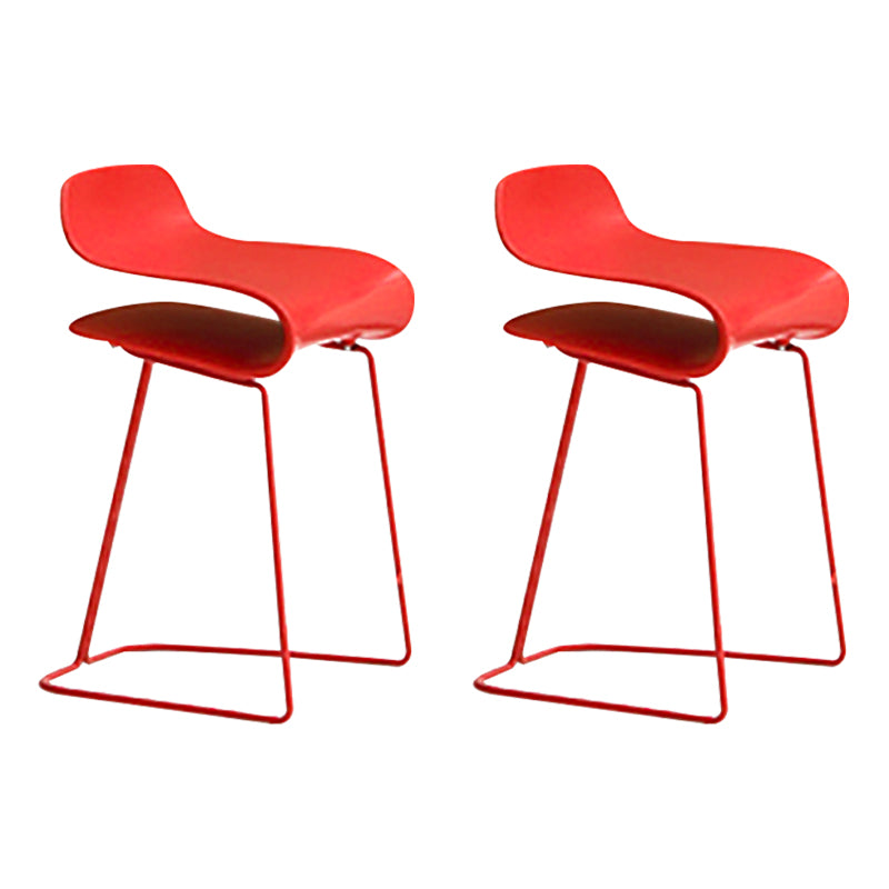 Nordic Stainless Steel Simple Barstool Low Back Indoor Tall Stool with Plastic Seat