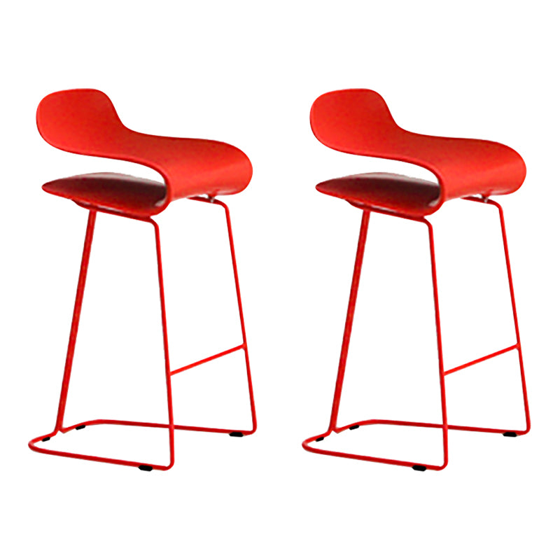 Nordic Stainless Steel Simple Barstool Low Back Indoor Tall Stool with Plastic Seat