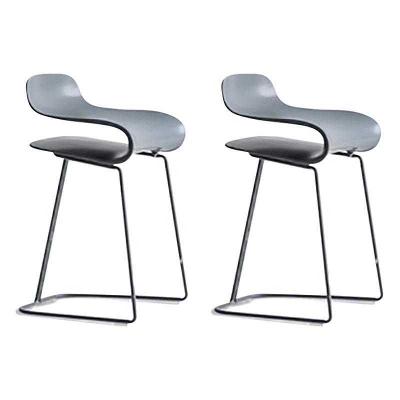 Nordic Stainless Steel Simple Barstool Low Back Indoor Tall Stool with Plastic Seat