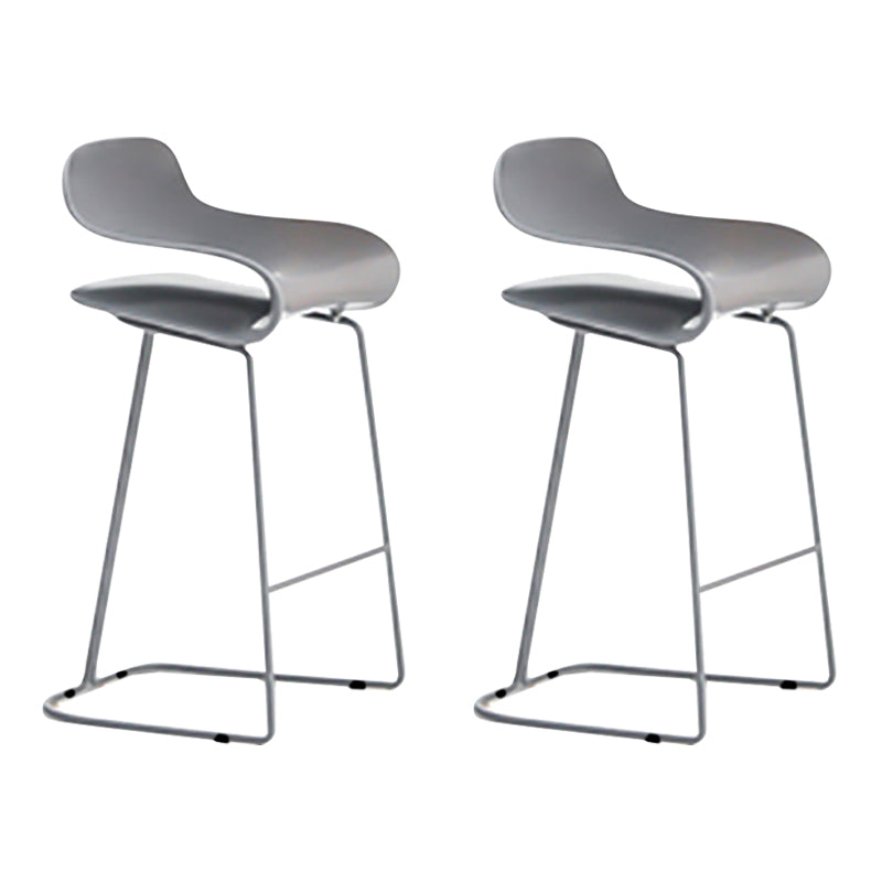 Nordic Stainless Steel Simple Barstool Low Back Indoor Tall Stool with Plastic Seat
