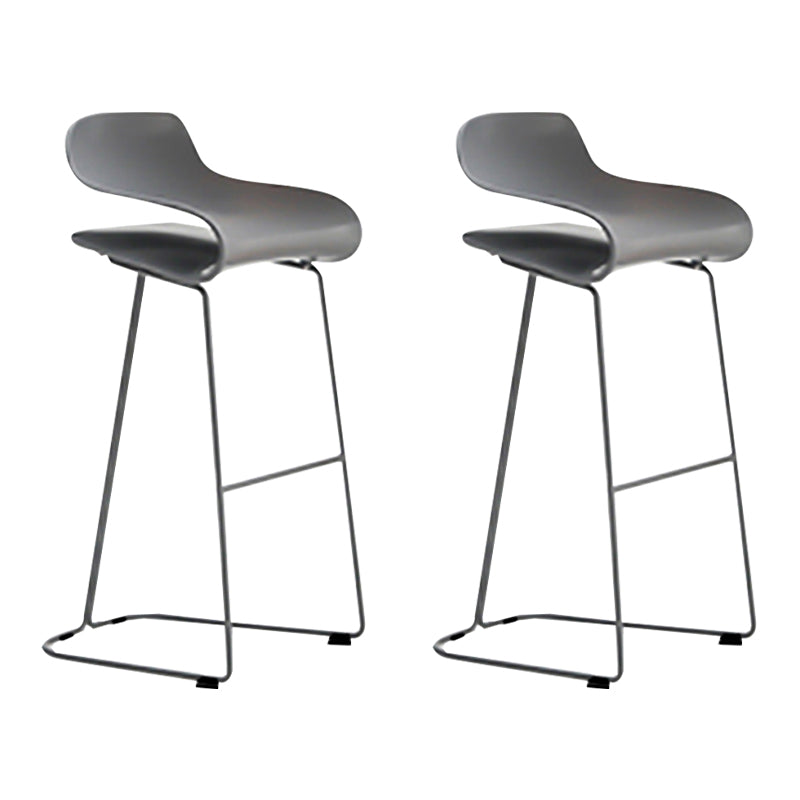 Nordic Stainless Steel Simple Barstool Low Back Indoor Tall Stool with Plastic Seat