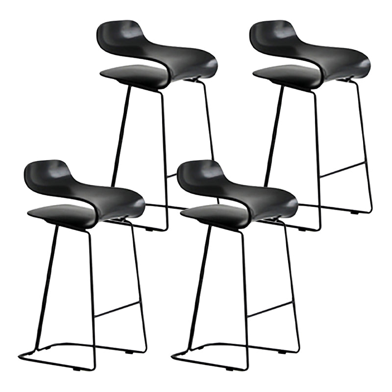 Nordic Stainless Steel Simple Barstool Low Back Indoor Tall Stool with Plastic Seat