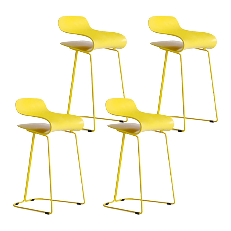 Nordic Stainless Steel Simple Barstool Low Back Indoor Tall Stool with Plastic Seat