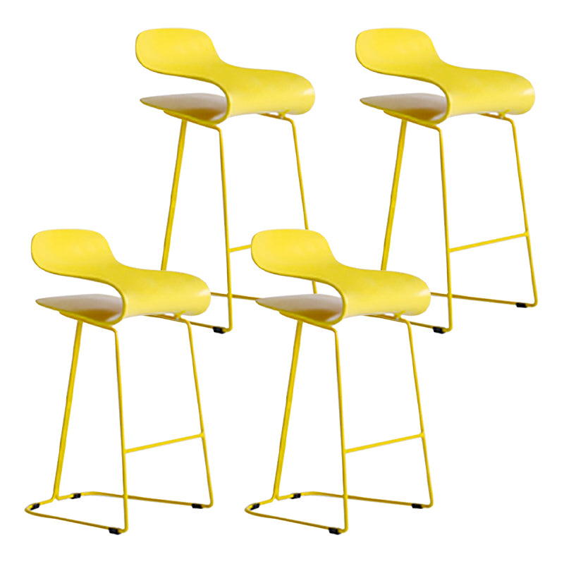 Nordic Stainless Steel Simple Barstool Low Back Indoor Tall Stool with Plastic Seat