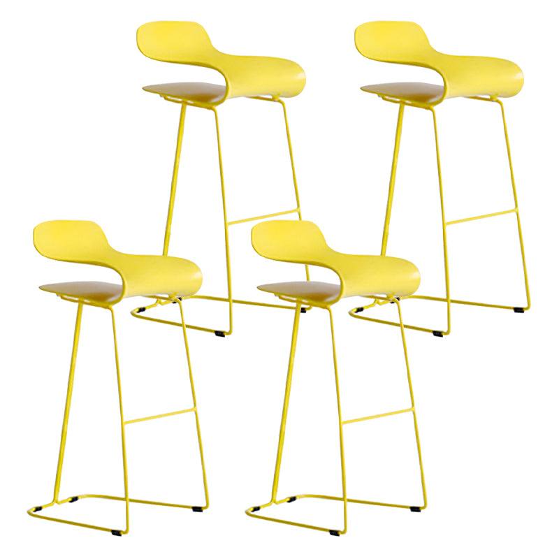 Nordic Stainless Steel Simple Barstool Low Back Indoor Tall Stool with Plastic Seat