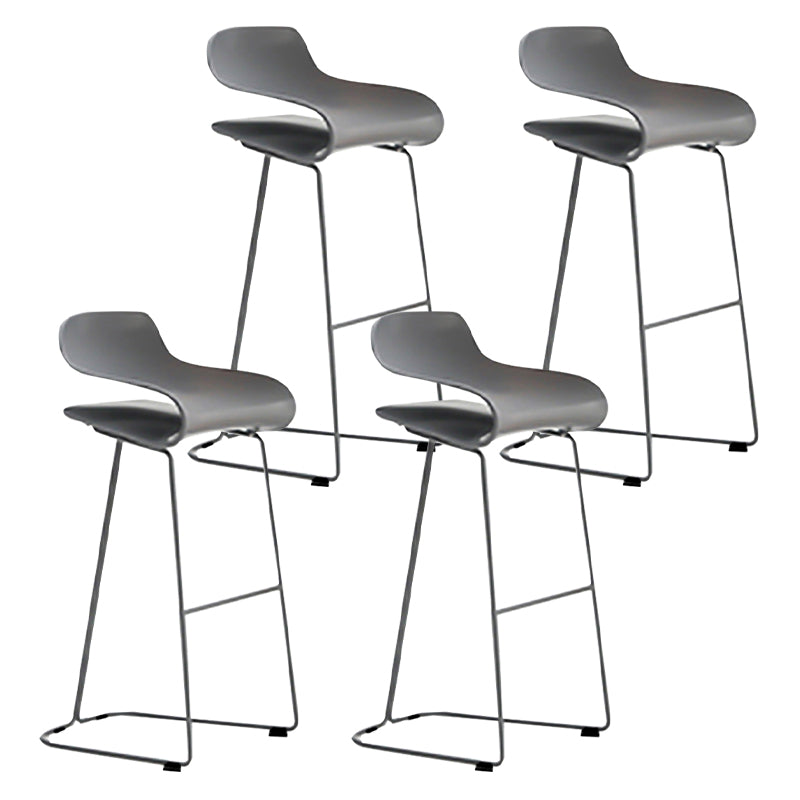 Nordic Stainless Steel Simple Barstool Low Back Indoor Tall Stool with Plastic Seat