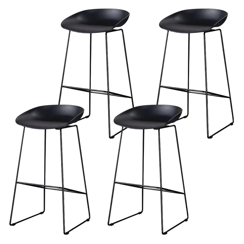 Nordic Indoor Simple Barstool Low Back Steel Tall Stool with Plastic Seat
