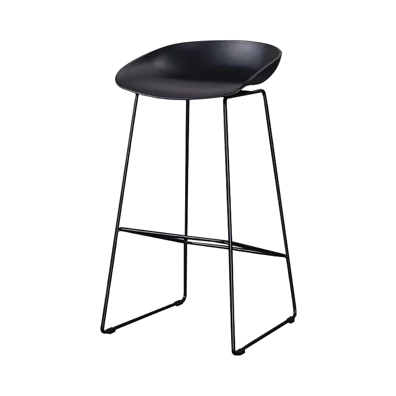 Nordic Indoor Simple Barstool Low Back Steel Tall Stool with Plastic Seat