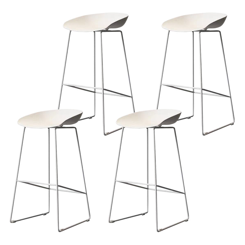 Nordic Indoor Simple Barstool Low Back Steel Tall Stool with Plastic Seat
