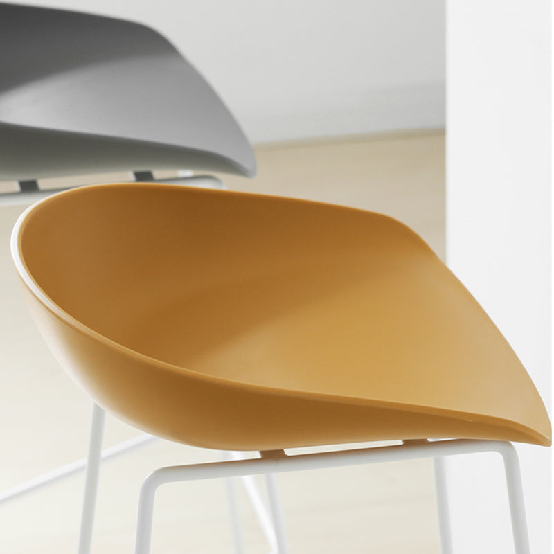 Nordic Indoor Simple Barstool Low Back Steel Tall Stool with Plastic Seat