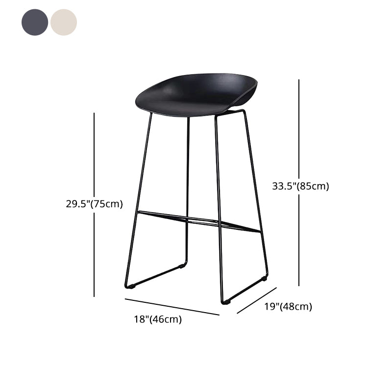 Nordic Indoor Simple Barstool Low Back Steel Tall Stool with Plastic Seat