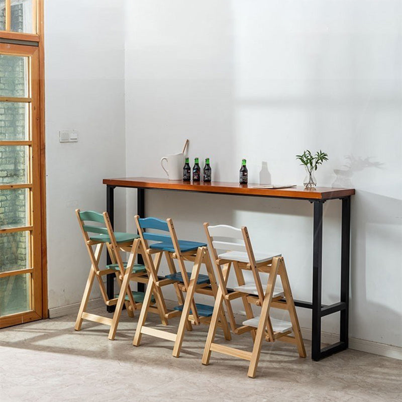 Nordic Indoor Minimalism Armless Wood Barstool Folding Single Counter Stool
