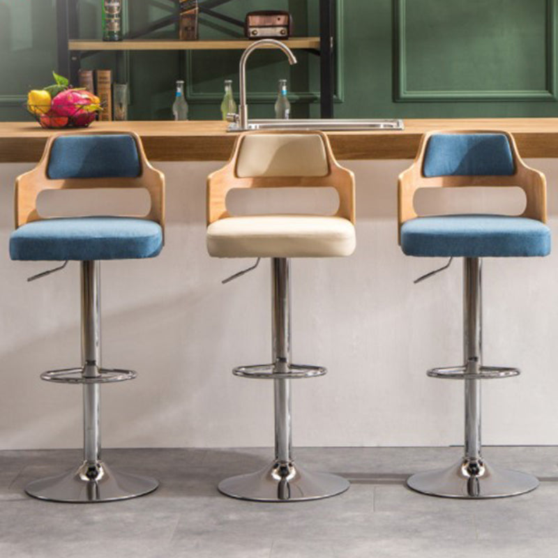 Nordic Style Leather Upholstered Barstool Adjustable Height Swivel single Bar Stool