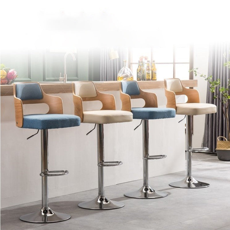 Nordic Style Leather Upholstered Barstool Adjustable Height Swivel single Bar Stool