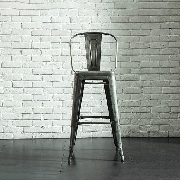 Modern Style Full Back Bar-stool Square Counter Bar Stool with Metal Legs
