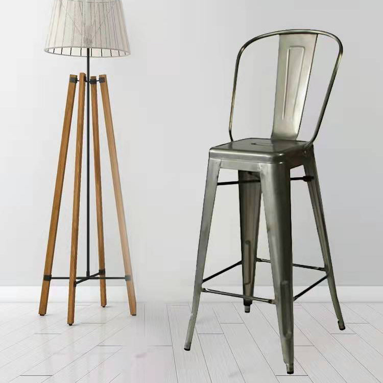 Modern Style Full Back Bar-stool Square Counter Bar Stool with Metal Legs