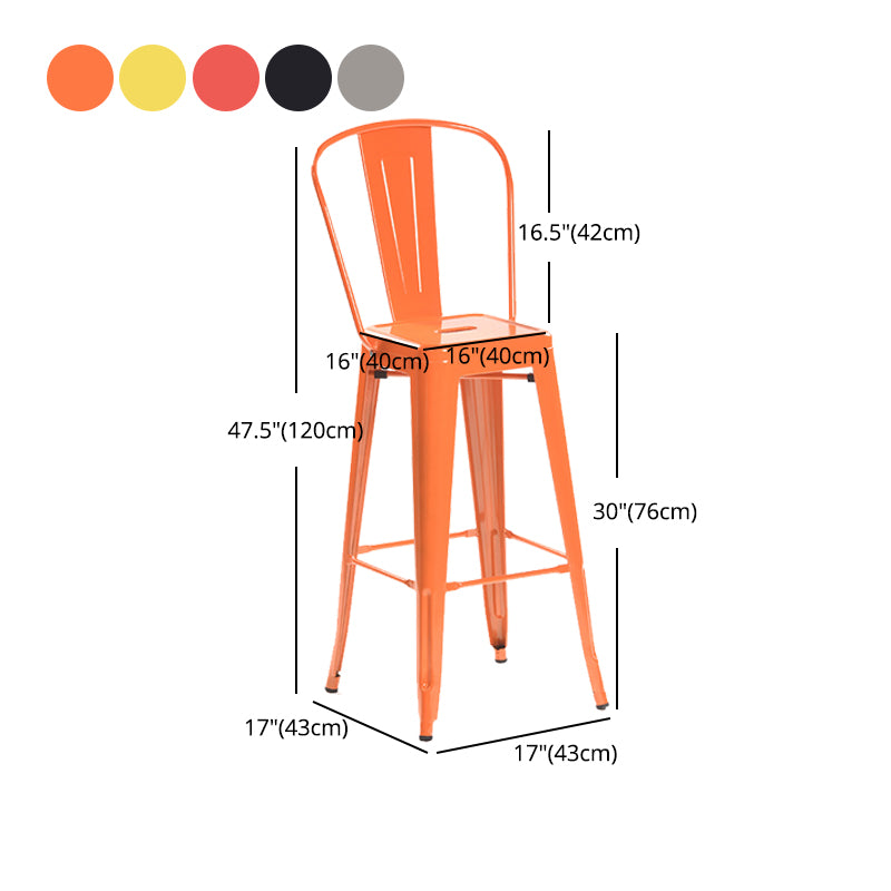 Modern Style Full Back Bar-stool Square Counter Bar Stool with Metal Legs