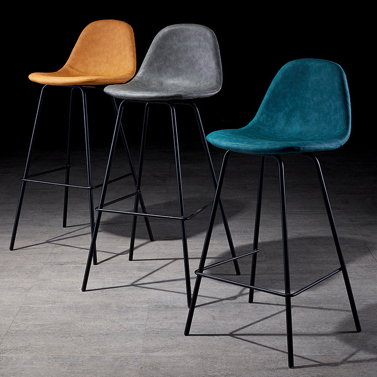 Industrial Style Square Counter Barstools for Bristol Leather Stools with Metal Legs