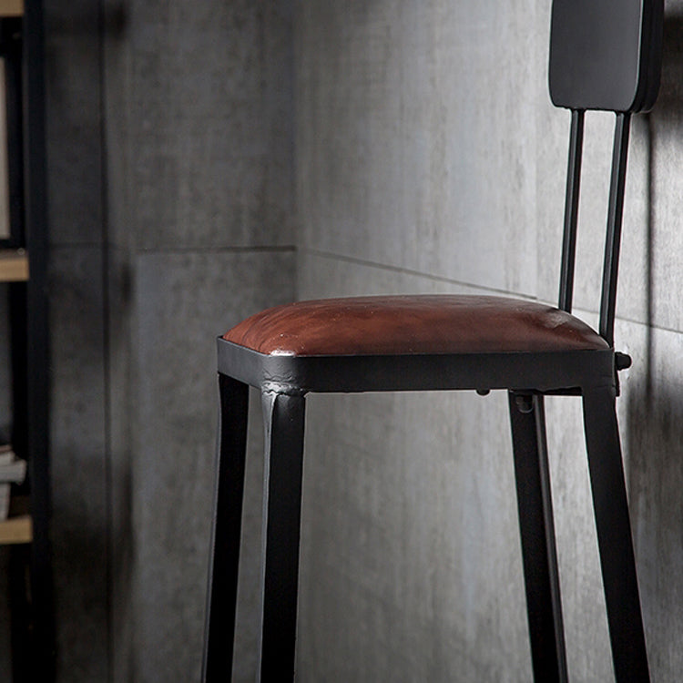 Industrial Footrest Armless Barstool Leather Stackable Coffee Shop Stool