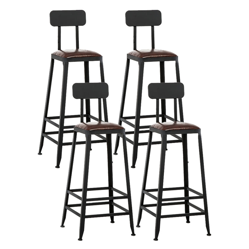 Industrial Footrest Armless Barstool Leather Stackable Coffee Shop Stool