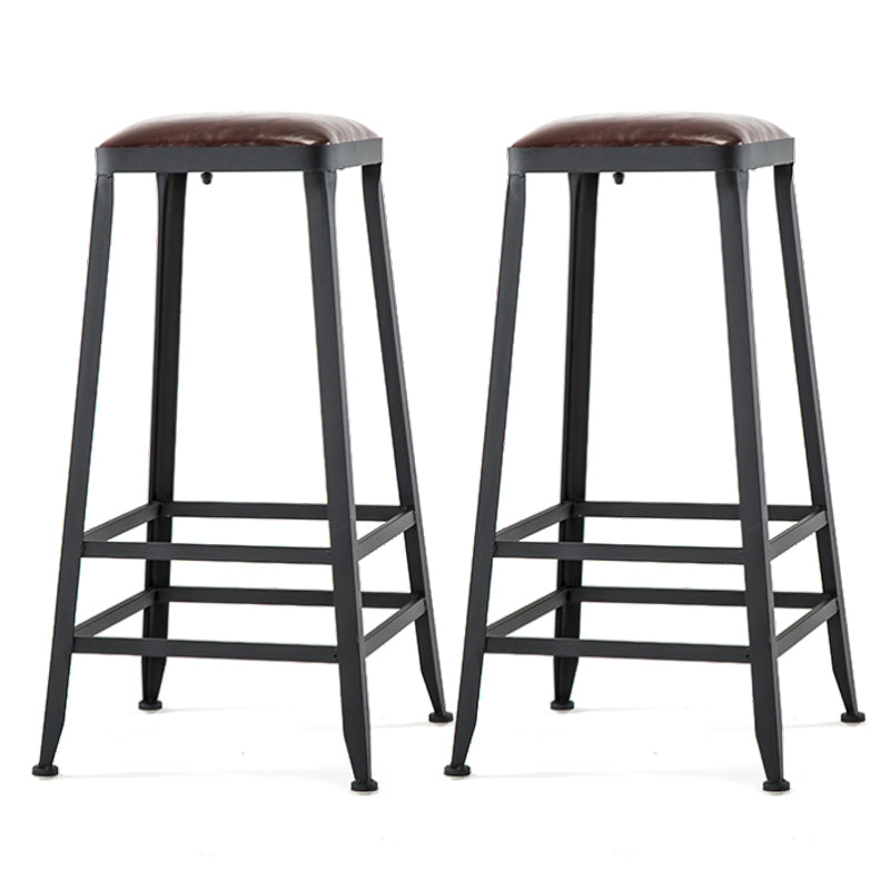 Industrial Footrest Armless Barstool Leather Stackable Coffee Shop Stool