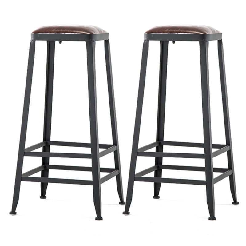 Industrial Footrest Armless Barstool Leather Stackable Coffee Shop Stool