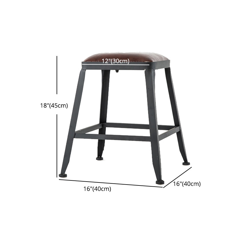 Industrial Footrest Armless Barstool Leather Stackable Coffee Shop Stool