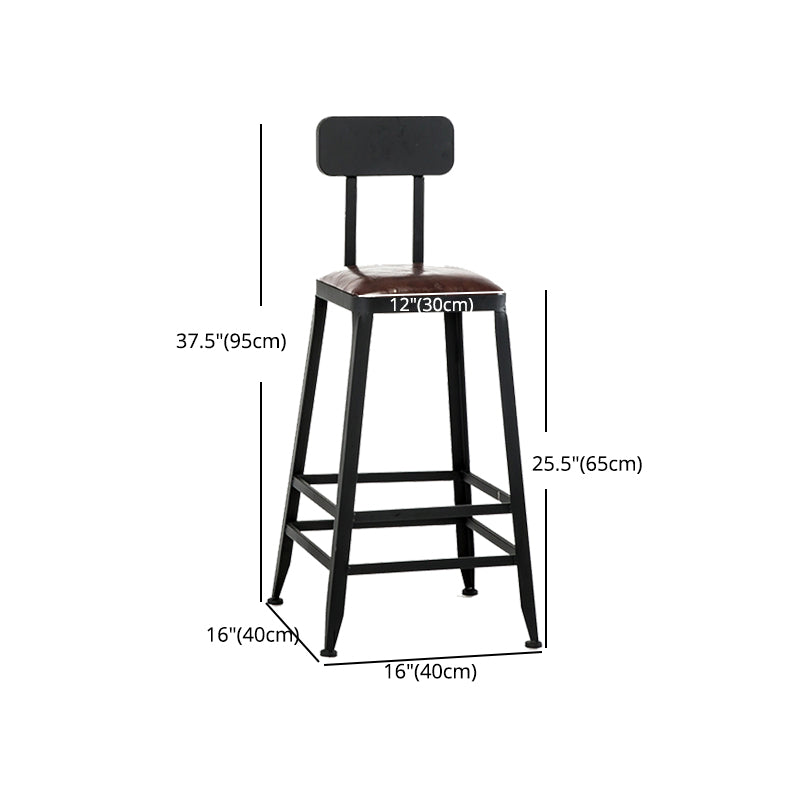 Industrial Footrest Armless Barstool Leather Stackable Coffee Shop Stool