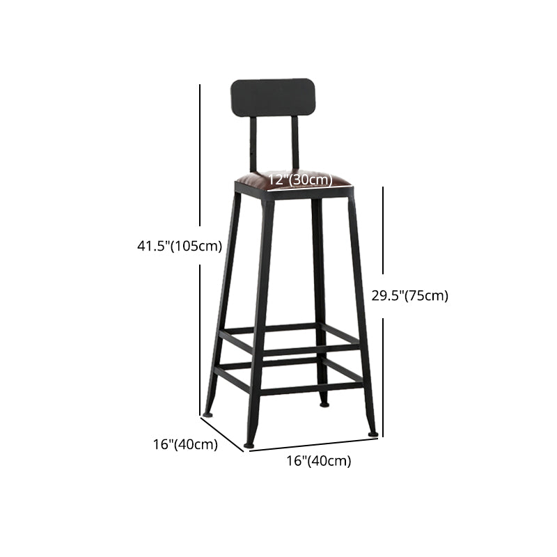 Industrial Footrest Armless Barstool Leather Stackable Coffee Shop Stool