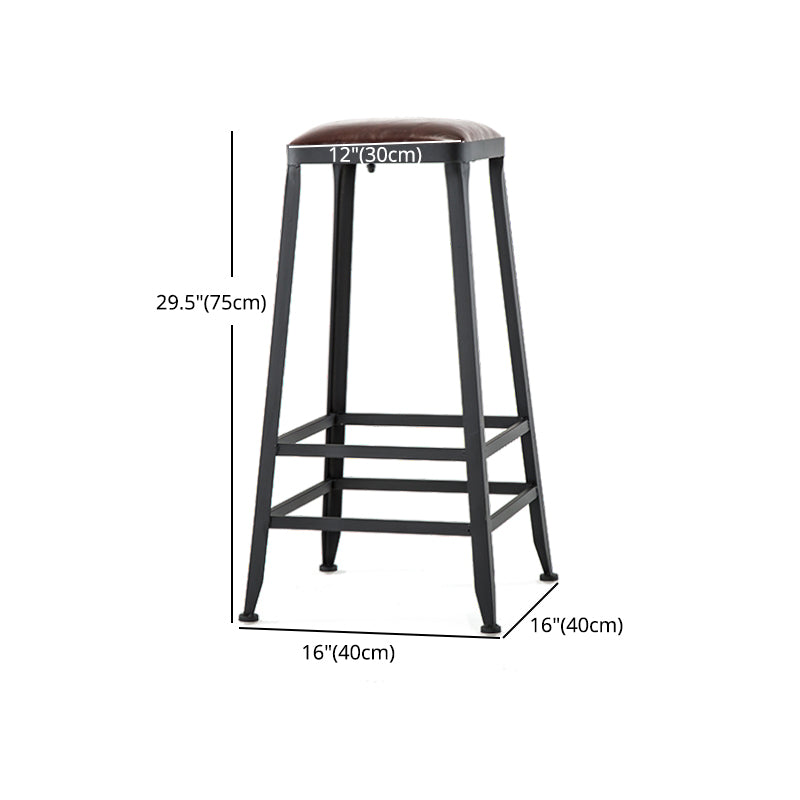 Industrial Footrest Armless Barstool Leather Stackable Coffee Shop Stool
