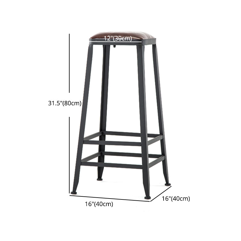 Industrial Footrest Armless Barstool Leather Stackable Coffee Shop Stool