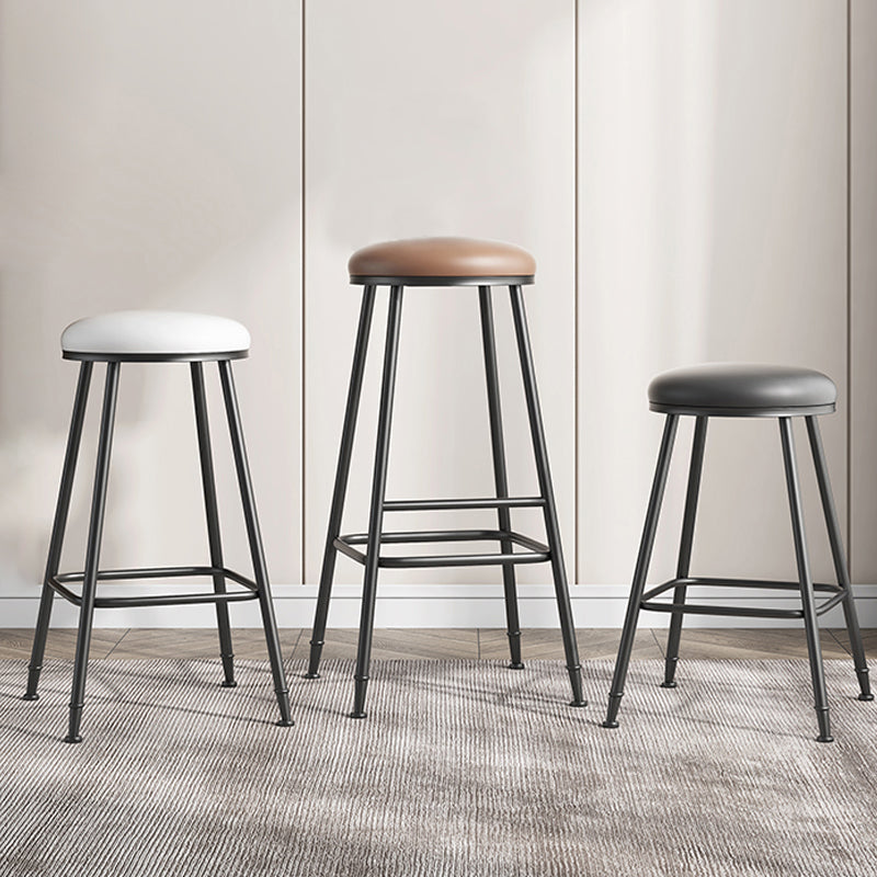 Scandinavian Backless Footrest Barstool Matte Finish Upholstered Home Stool