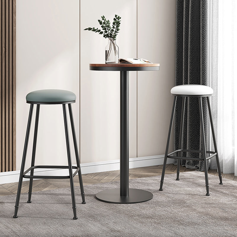 Scandinavian Backless Footrest Barstool Matte Finish Upholstered Home Stool