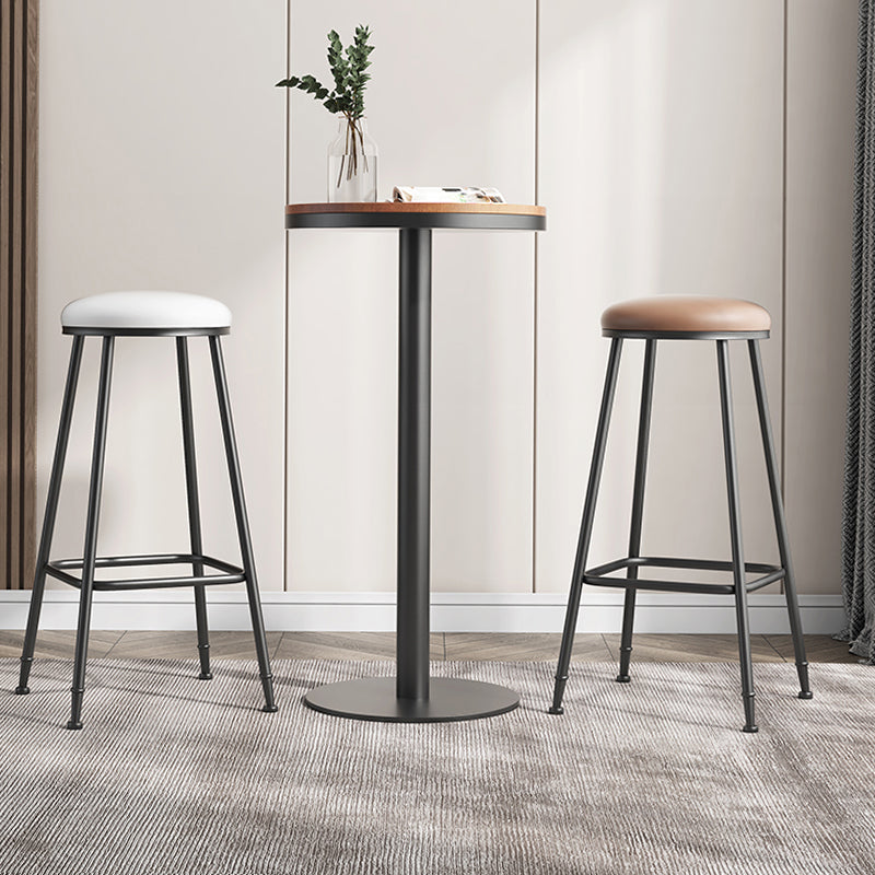 Scandinavian Backless Footrest Barstool Matte Finish Upholstered Home Stool