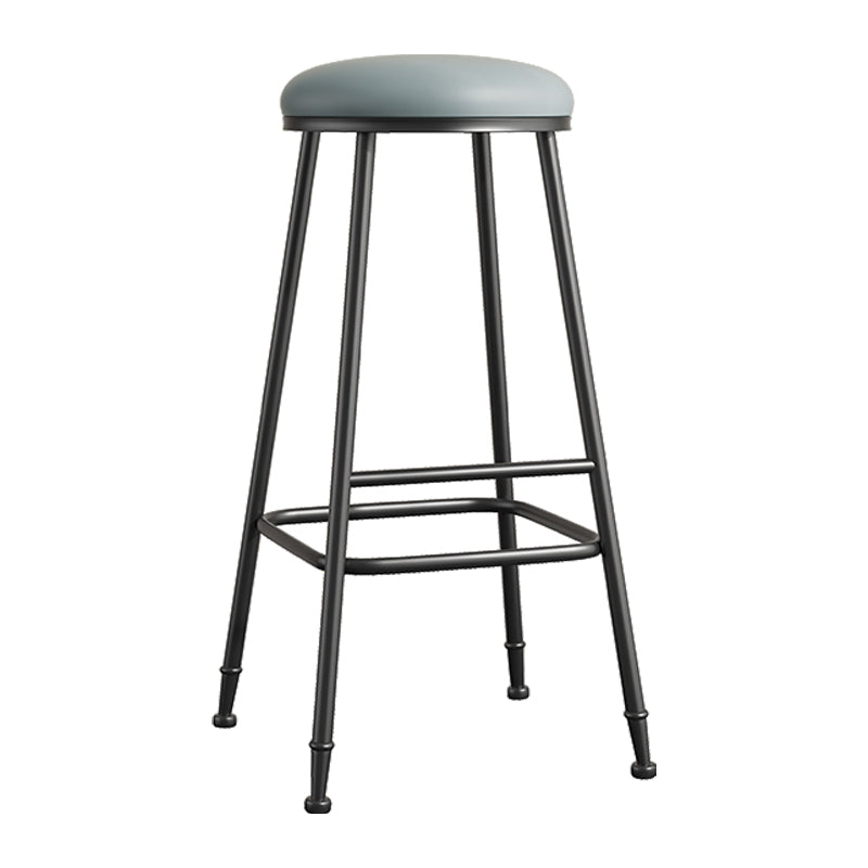 Scandinavian Backless Footrest Barstool Matte Finish Upholstered Home Stool