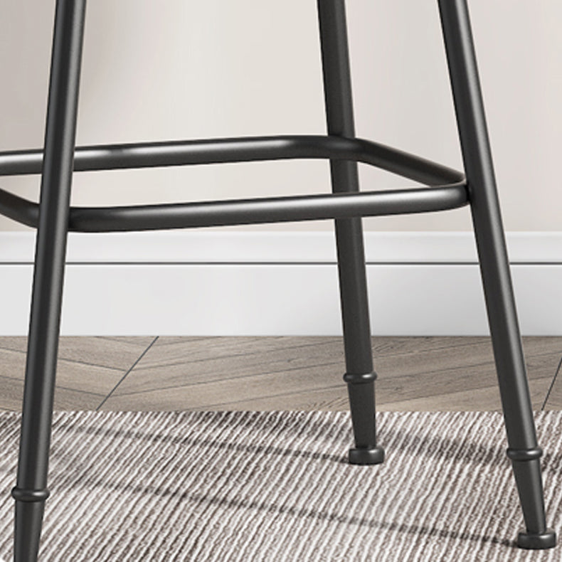 Scandinavian Backless Footrest Barstool Matte Finish Upholstered Home Stool